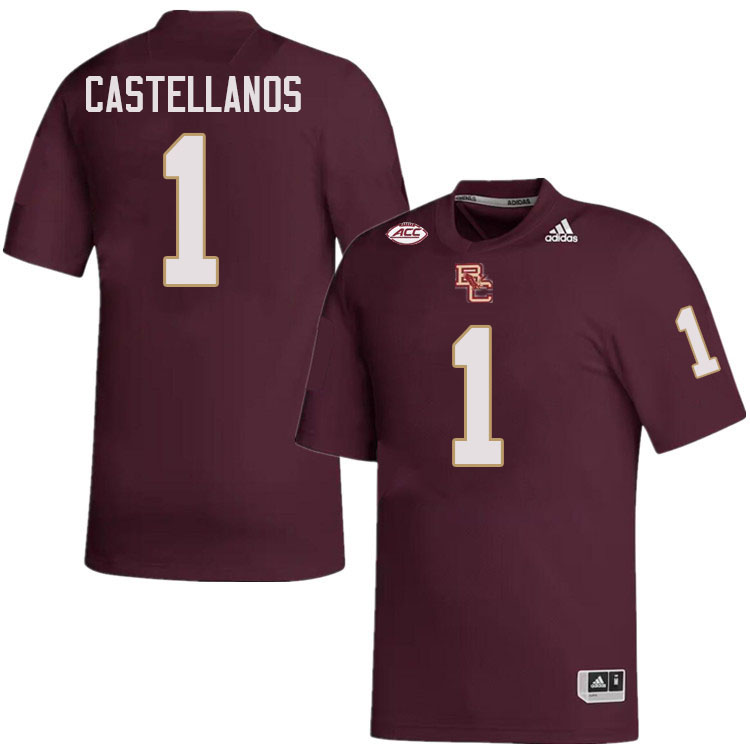 Boston College Eagles #1 Thomas Castellanos College Football Jerseys Stitched-Maroon